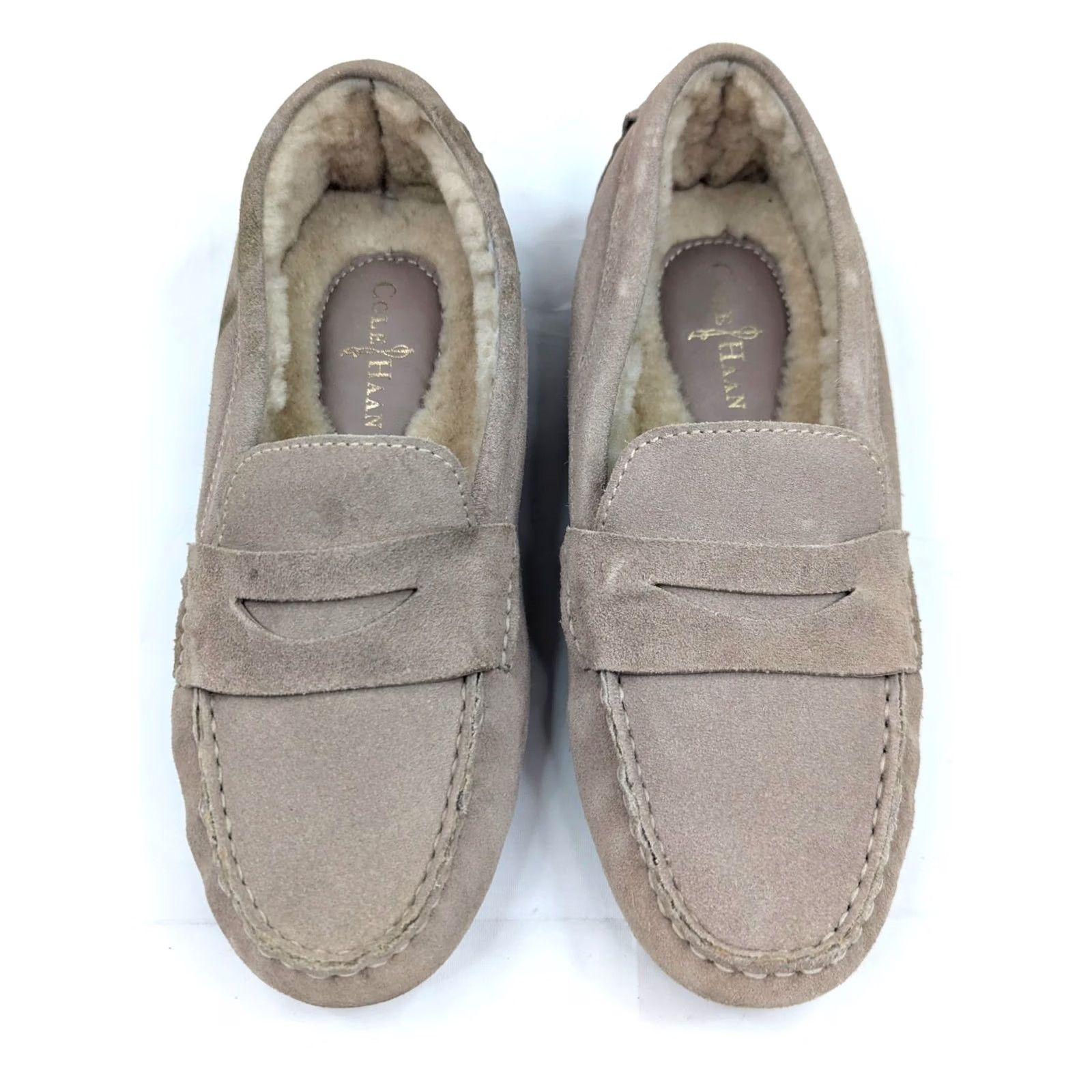 Vintage VINTAGE L.L. Bean Penny Loafer Women 6B Beige Suede Shearling Lined Nike Air Sole Size US 8 / IT 38 - 5 Thumbnail