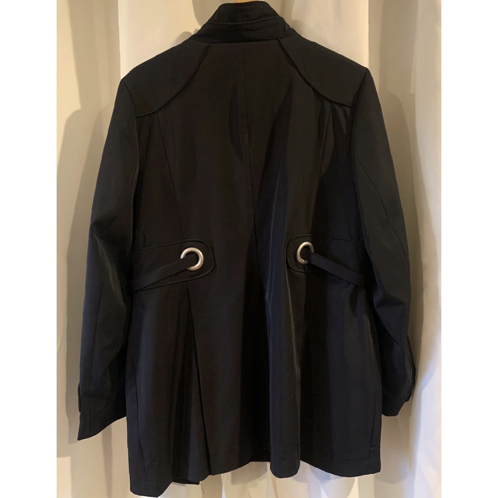 Perry Ellis Perry Ellis Trench Coat Black Size L Women's Long Sleeve Slim Polyester Jacket/Coat Size L / US 10 / IT 46 - 2 Thumbnail
