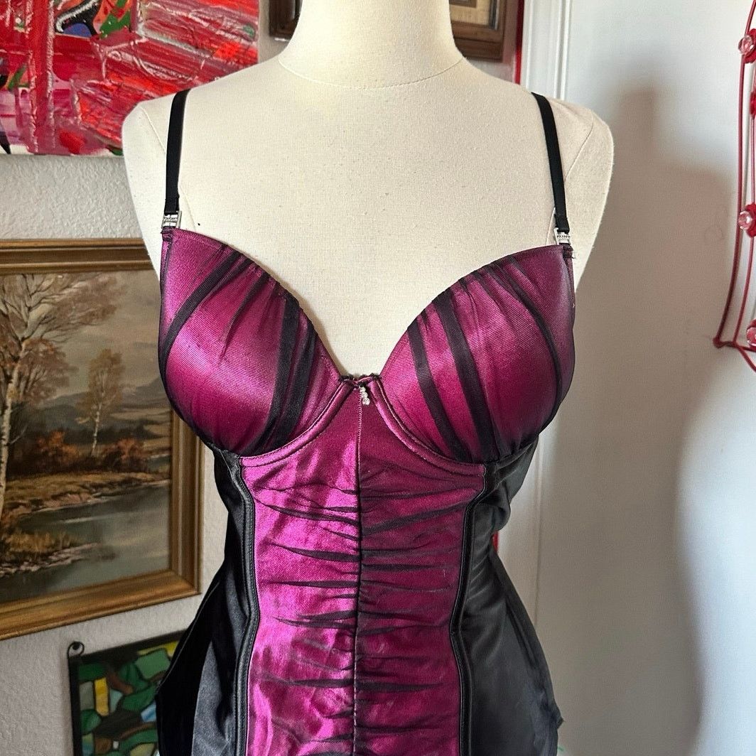 Other fredericks of hollywood vintage purple black corset tank top Size M / US 6-8 / IT 42-44 - 2 Thumbnail