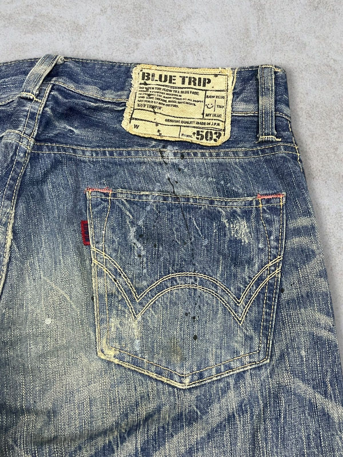 POST ARCHIVE FACTION (PAF) Vintage Edwin Paint Splatter Distressed Washed Flare Jeans Size US 32 / EU 48 - 10 Thumbnail