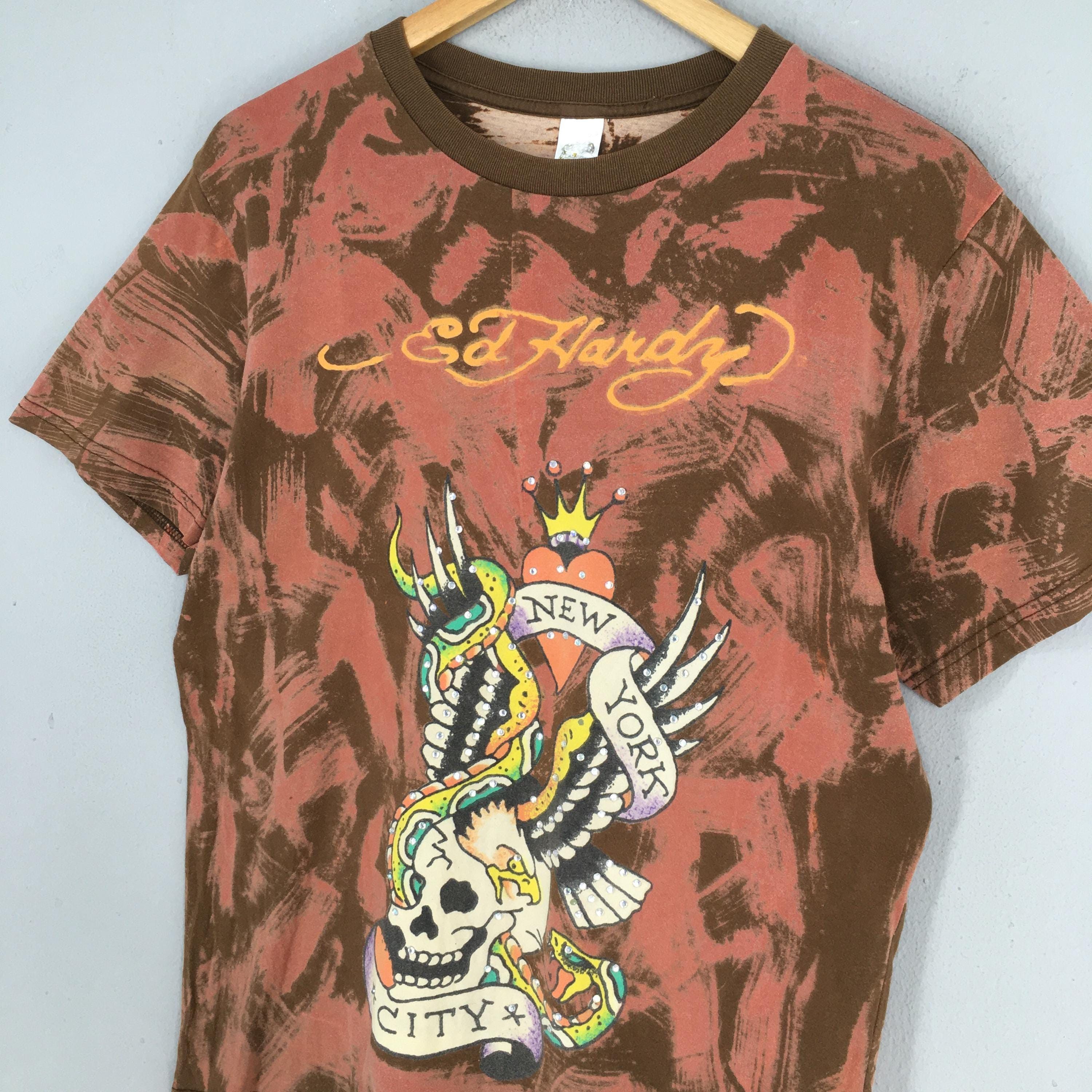 Ed Hardy Y2K Don Ed Hardy By Christian Audigier Tie Dye Red T shirt M Size US M / EU 48-50 / 2 - 3 Thumbnail