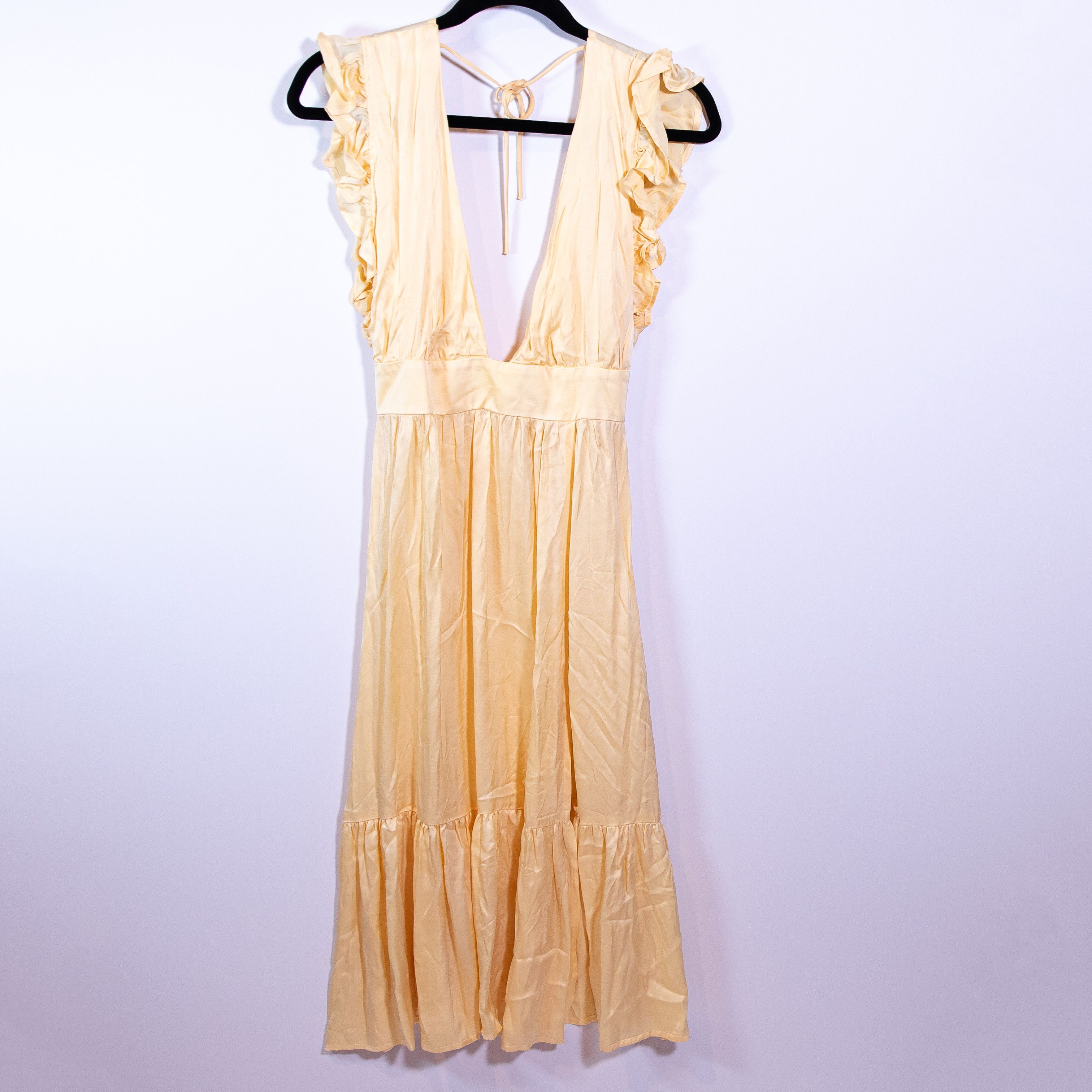 Stillwater The Jessie Midi Yellow Satin Ruffle