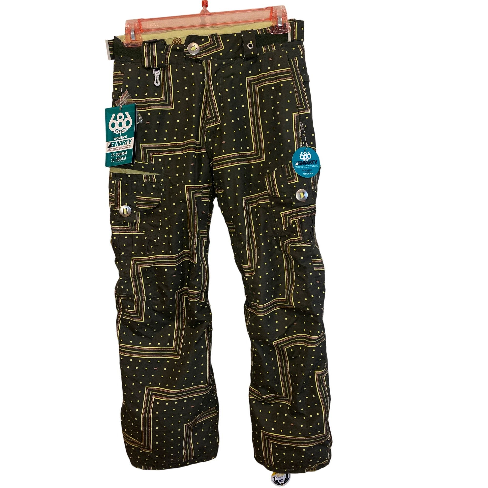 NWT 686 Smarty Original Cargo Ski Pants Zig Zag W's S Remove