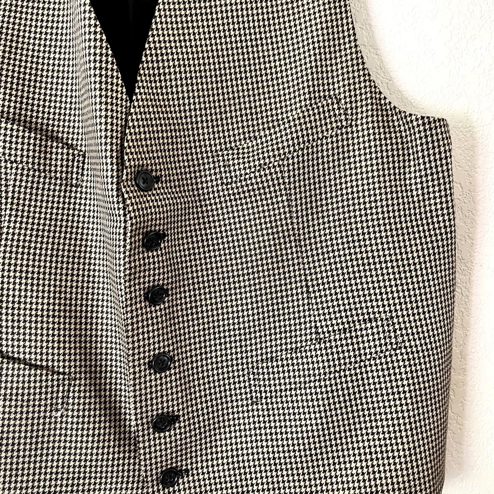 Robert Talbott Robert Talbott Protocol Men Vest Houndstooth V-Neck Brown/Black Medium Waistcoat Six-Button Notch Front Single-Breasted Formal Wedding Size US M / EU 48-50 / 2 - 4 Thumbnail