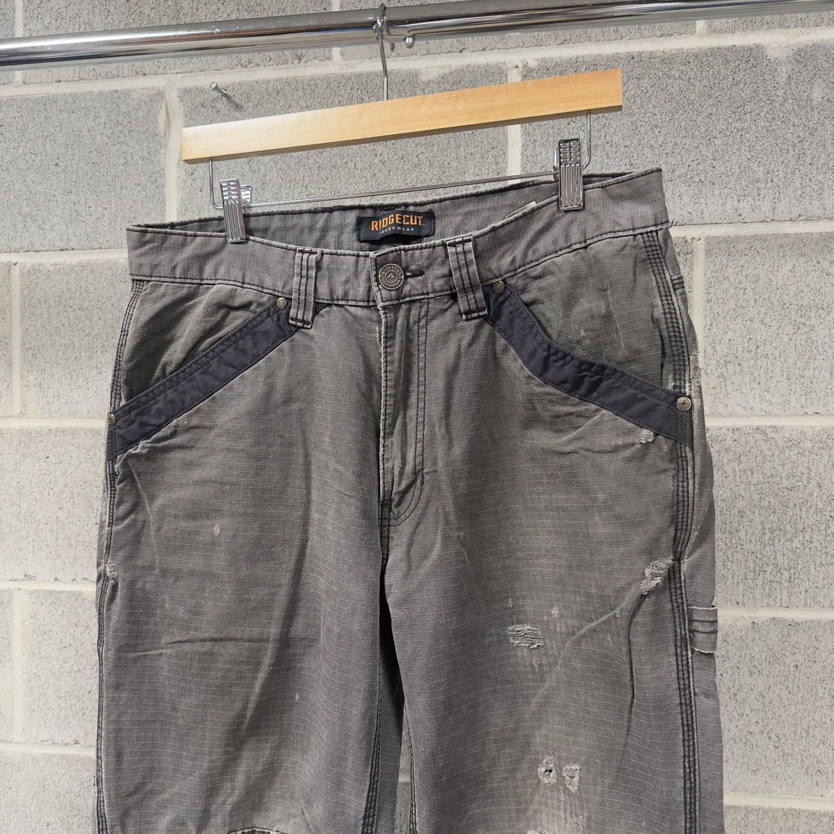 Vintage Thrashed Faded Distressed Dirty Stained Ripstop Work Pants Size US 34 / EU 50 - 4 Thumbnail