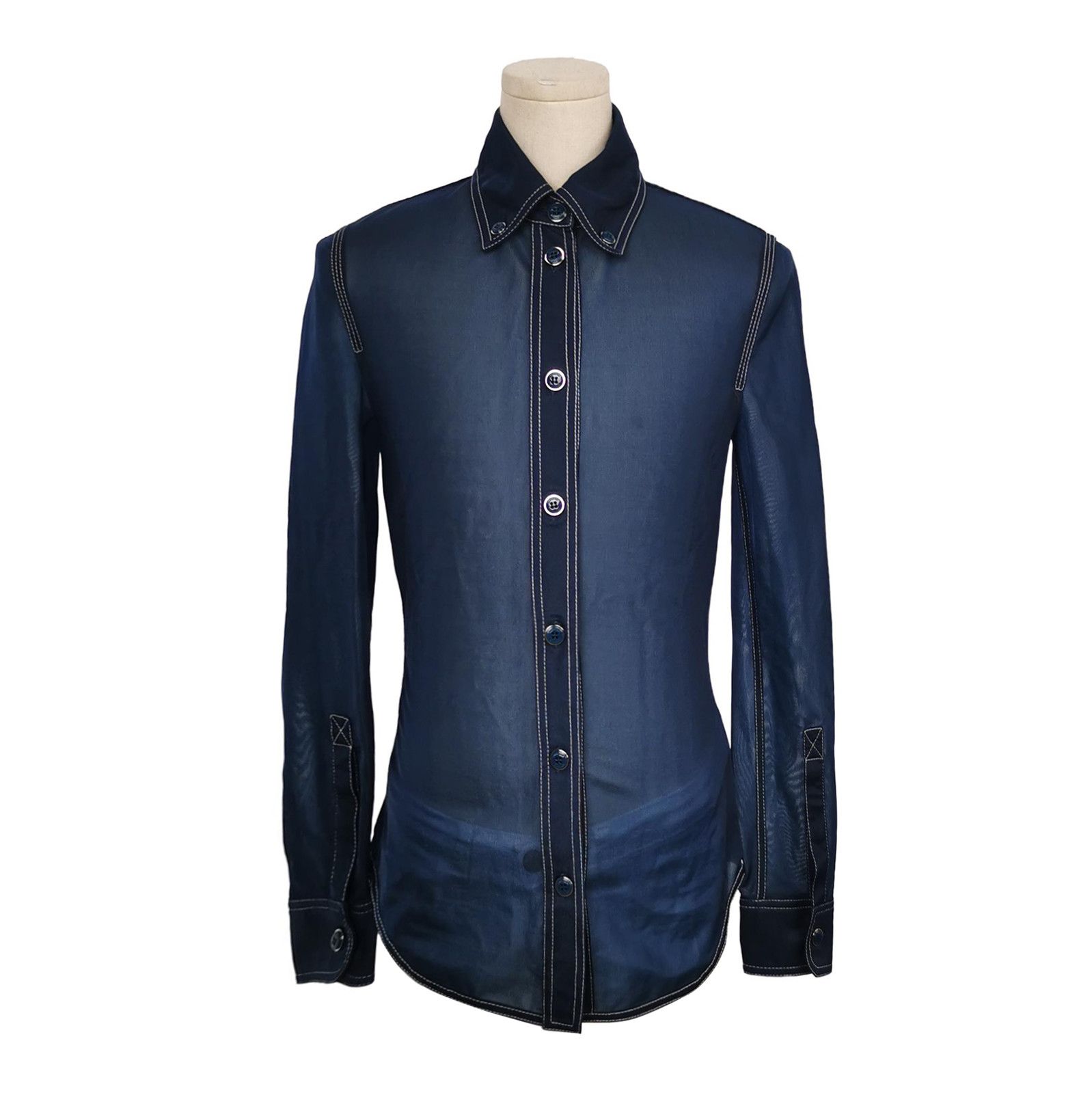 Burberry Burberry Contrast Collar Long Sleeve Shirt 0079 Size US XXS / EU 40 - 1 Thumbnail