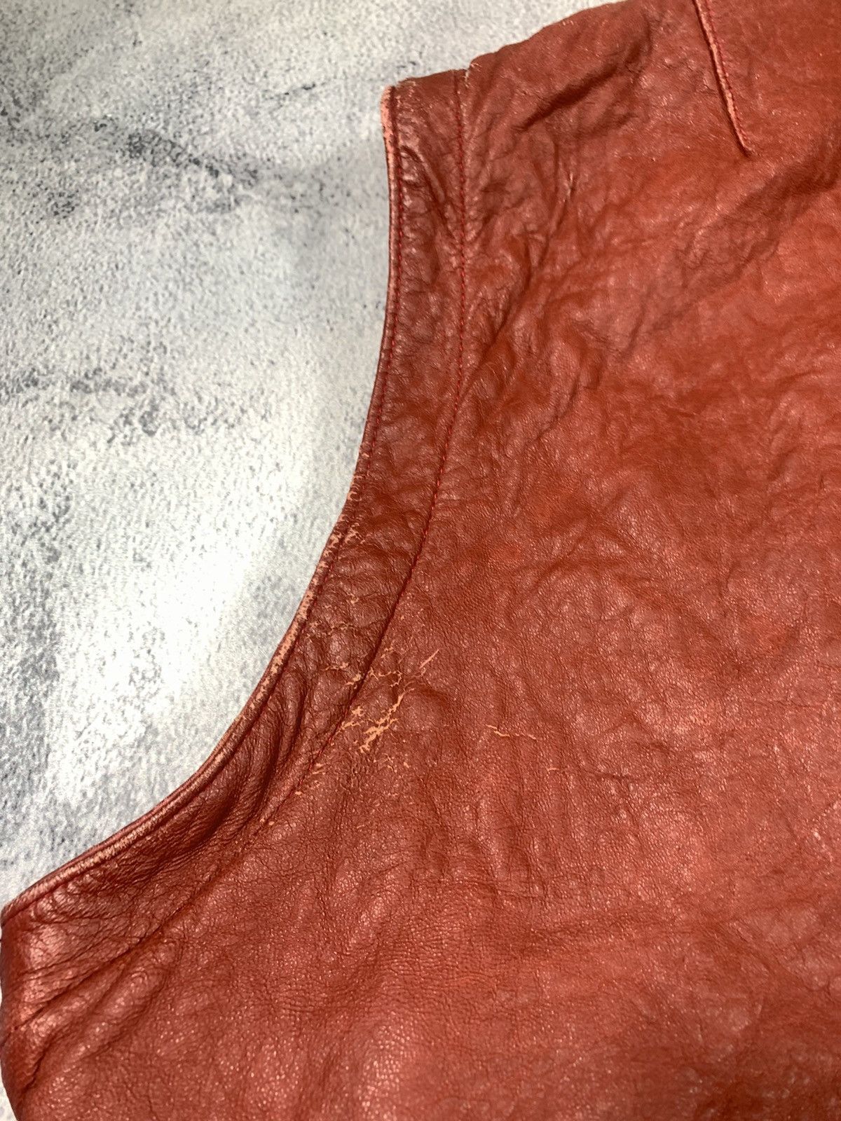 Leather × Vintage Vintage 90s leather vest retro biker style streetwear size Size US L / EU 52-54 / 3 - 9 Thumbnail