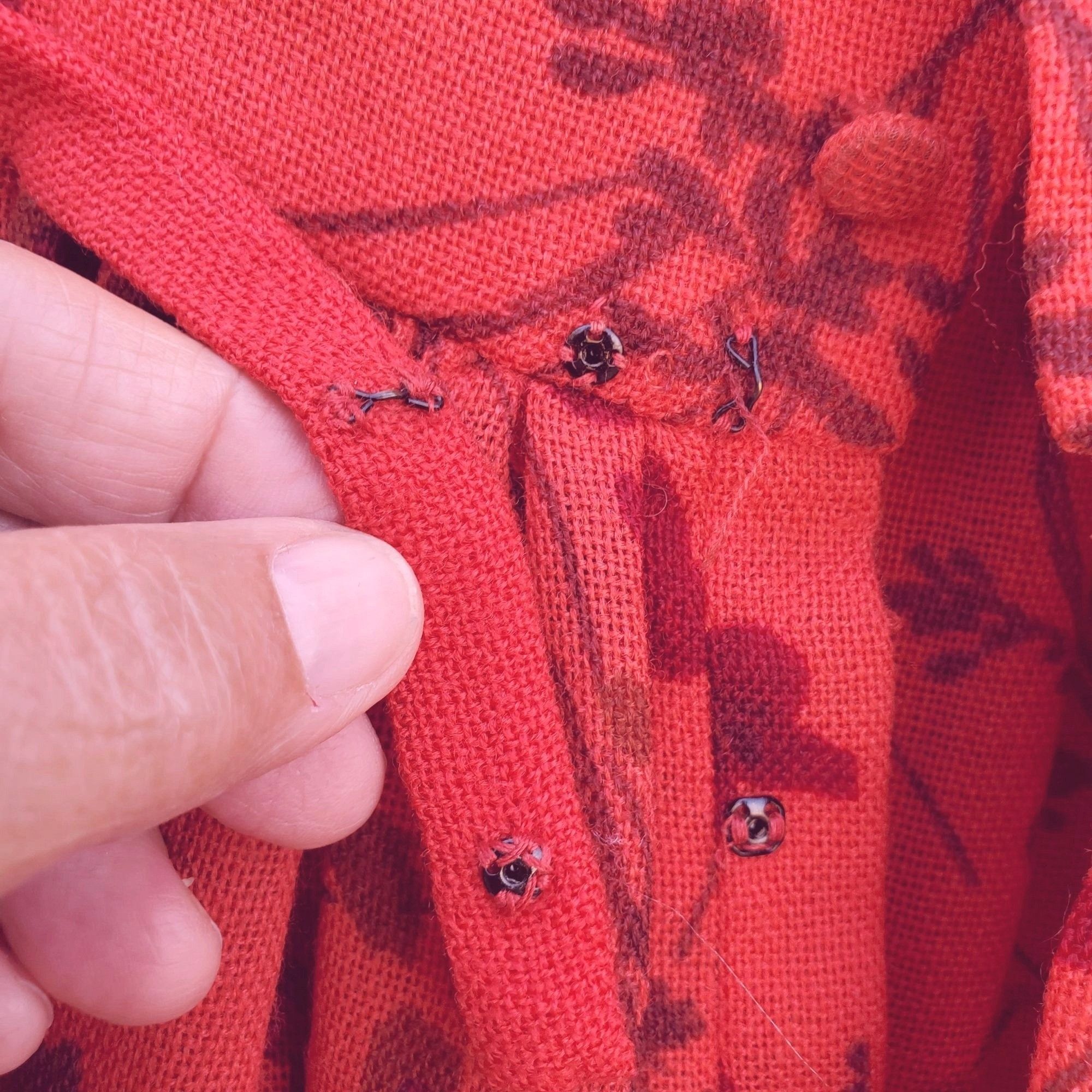 Vintage Vintage Lanz Dress 60s Fit and Flare XS Red Floral Wool Line Size XS / US 0-2 / IT 36-38 - 13 Thumbnail