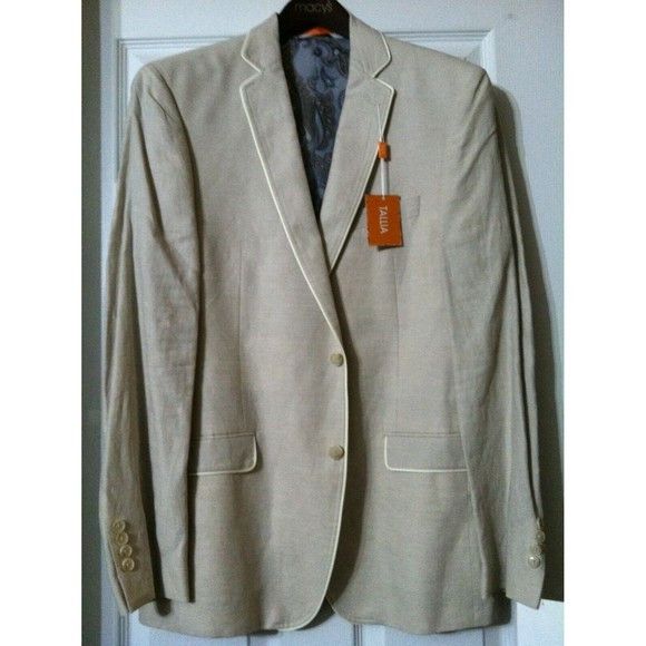 Tallia TALLIA MEN'S NEW KHAKI 100%LINEN SPORT COAT BLAZER SIZE: 40L Size 40L - 1 Thumbnail