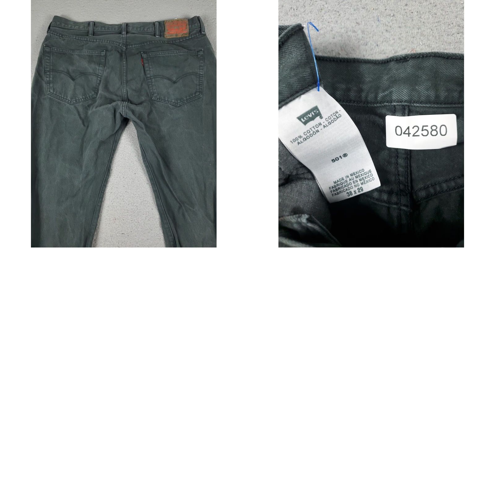 Levi's Levis 501 Straight Leg Jeans Mens Gray 38x29 Regular Cotton Size US 38 / EU 54 - 8 Thumbnail