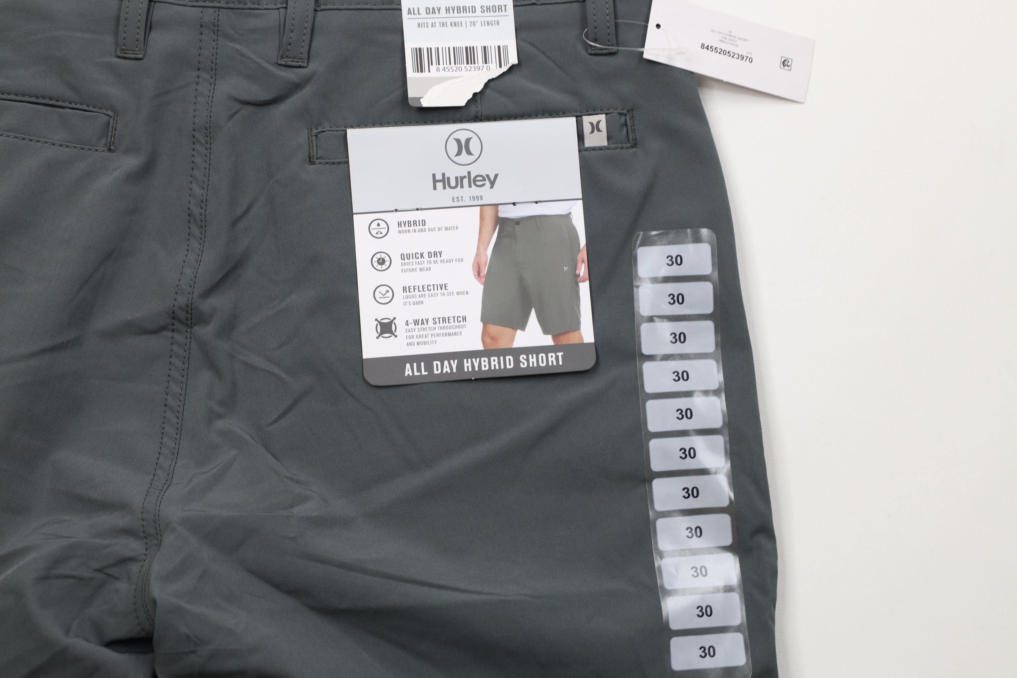Hurley New Hurley All Day Hybrid Shorts Stretch Gray Reflective Size US 30 / EU 46 - 10 Thumbnail