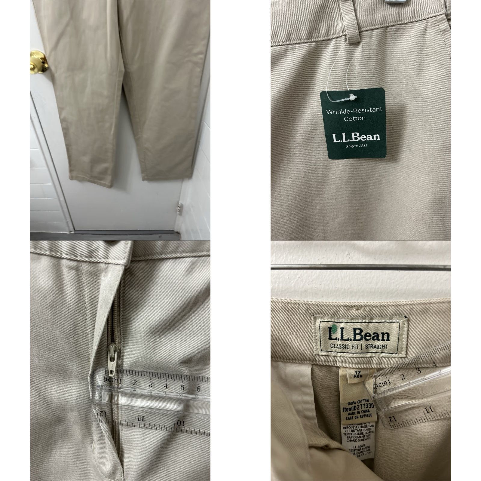 Vintage LL Bean Bayside Pants Womens 12x30 Tan Classic Fit Straight Wrinkle Free 277330 Size 34" / US 12 / IT 48 - 8 Thumbnail