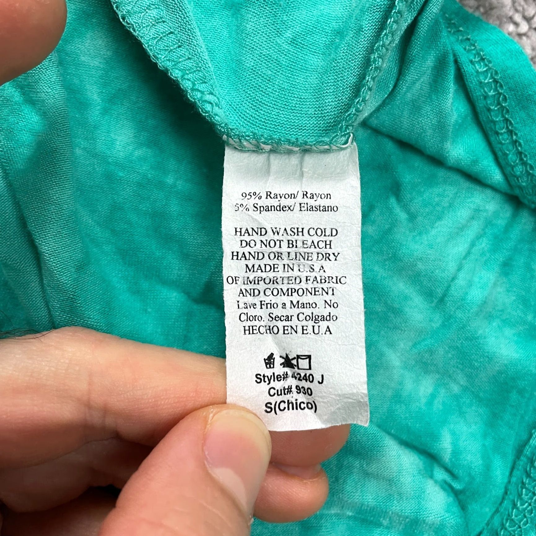 Vintage C Christian Blouse Womens Small Green Sleeveless Round Neck Tie-Dye Knit Rayon Spandex Casual Top Womens Size S / US 4 / IT 40 - 5 Thumbnail