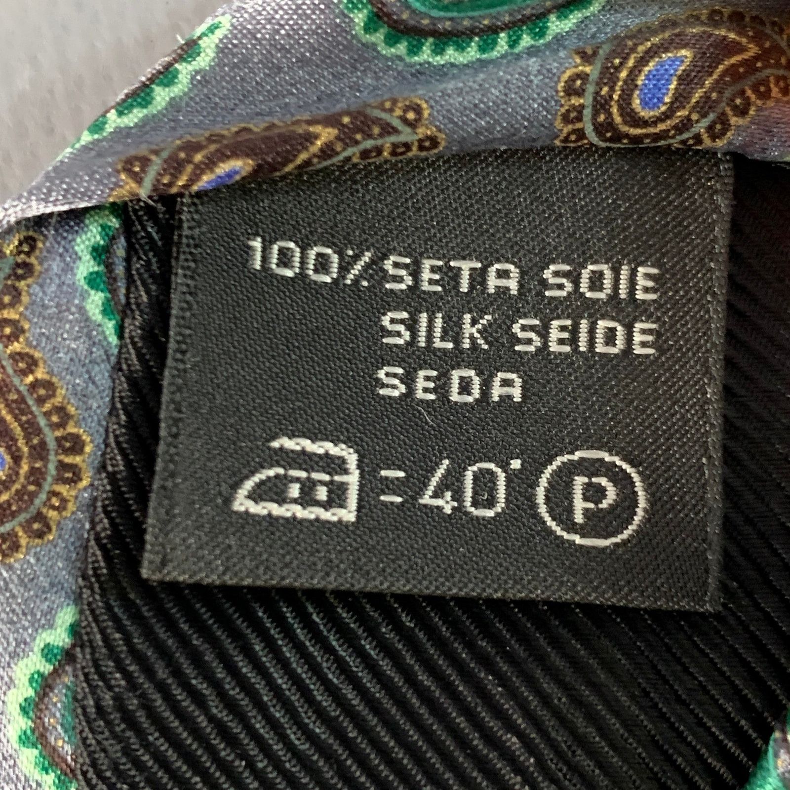 Ermenegildo Zegna ERMENEGILDO ZEGNA Grey Green Paisley Silk Tie Size ONE SIZE - 6 Thumbnail