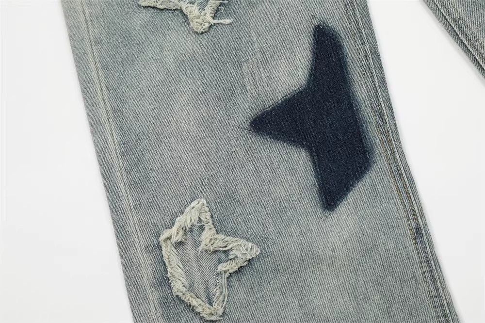 Japanese Brand × Jean Star embroidered American straight wide-leg jeans y2k Size US 32 / EU 48 - 4 Thumbnail