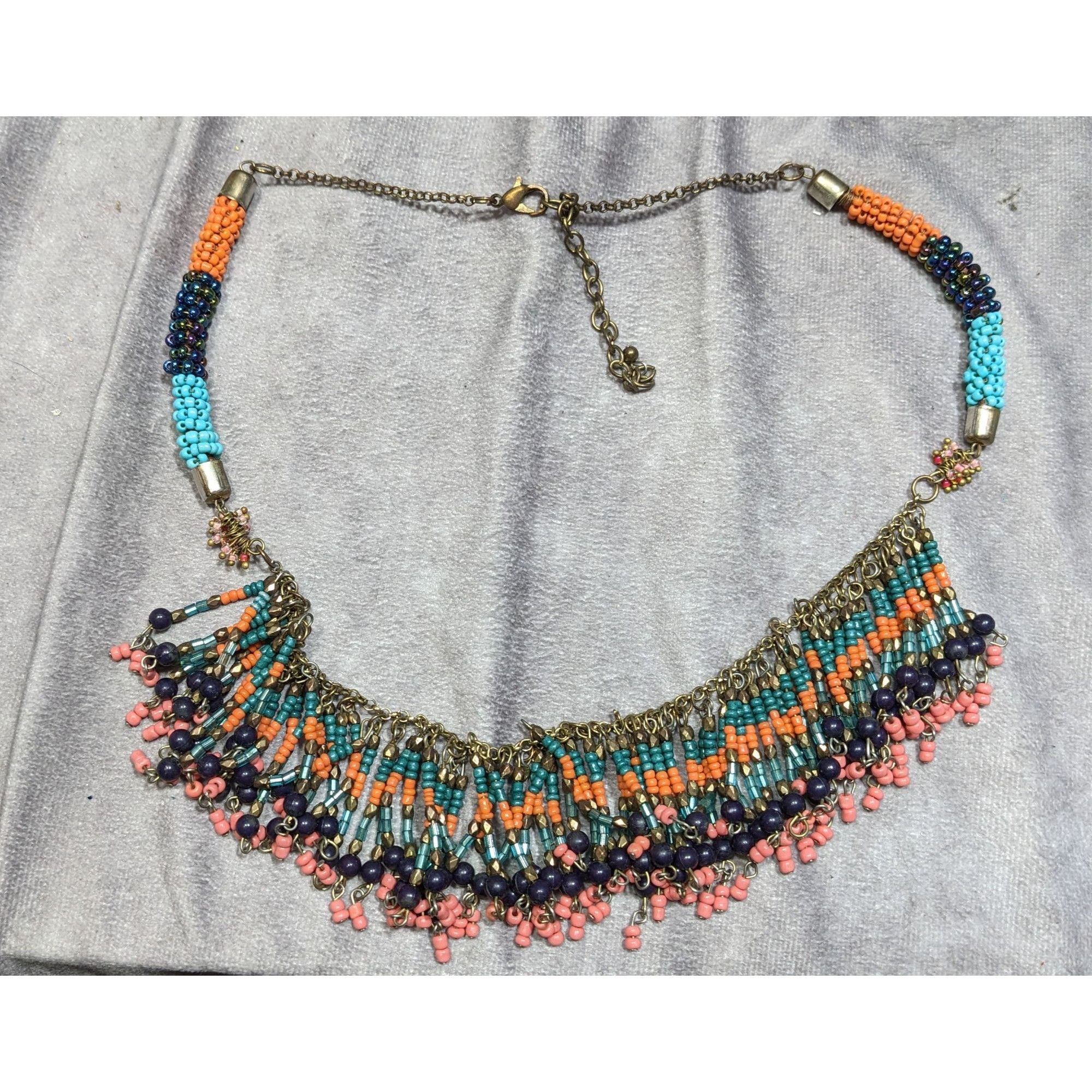 Other Vintage Bohemian Beaded Tassel Statement Necklace Handcrafte Size ONE SIZE - 5 Thumbnail