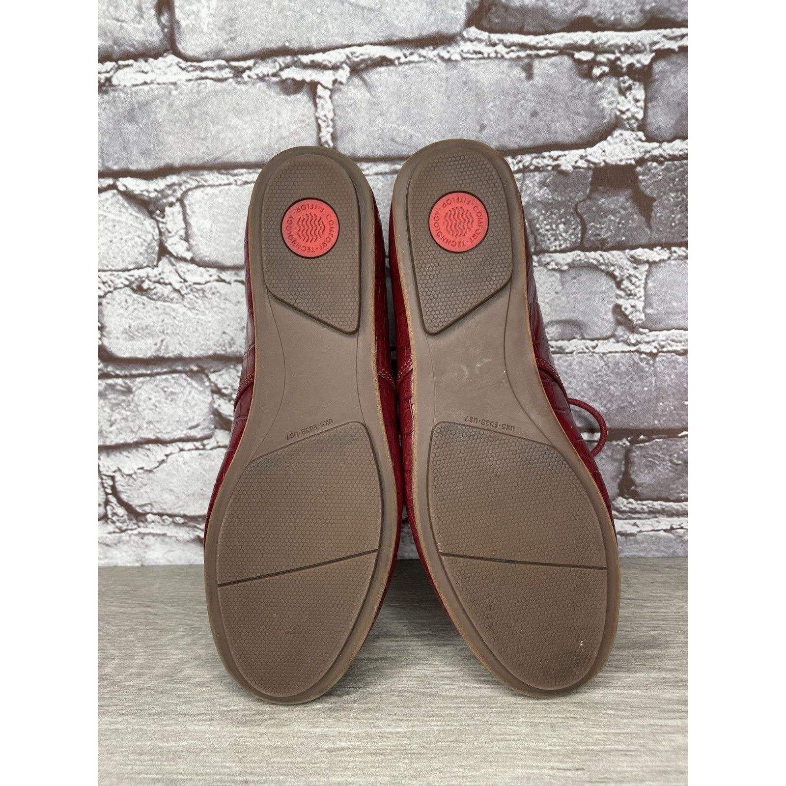 Other Fitflop Red Croco Leather Lace Up Comfort Oxfords Shoes Wome Size US 7 / IT 37 - 6 Thumbnail