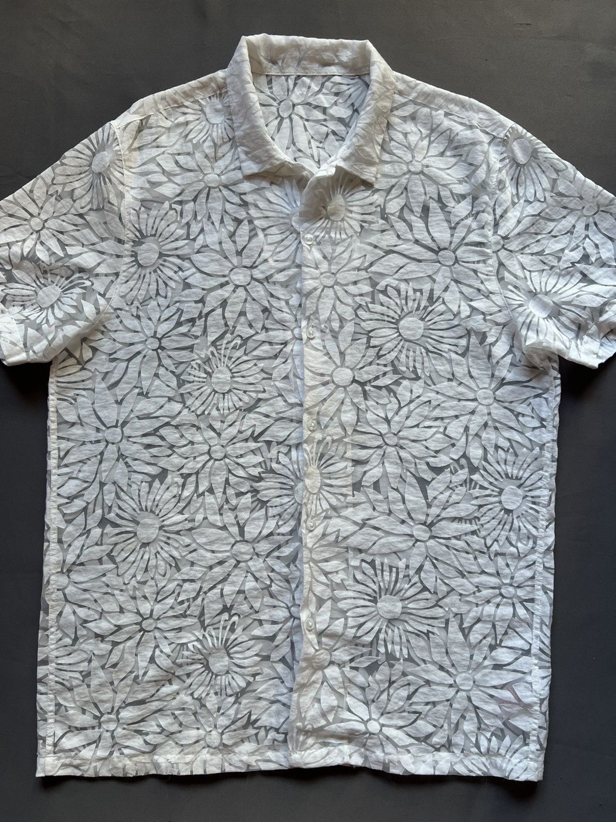 Other Topman Hawaiian White Floral Short Sleeve Shirt Button Up Size US XL / EU 56 / 4 - 5 Thumbnail