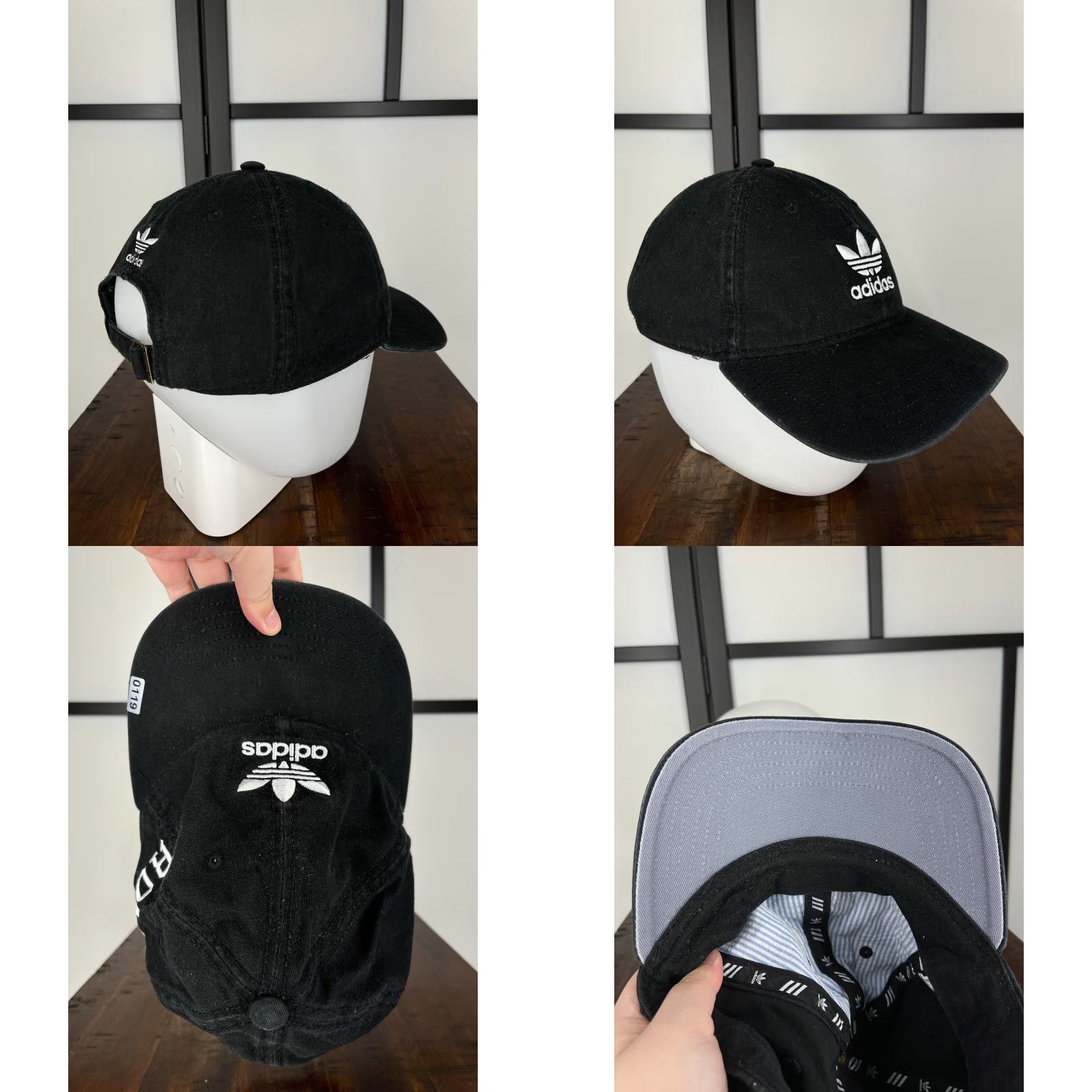 Adidas Adidas Hat Cap Strap Back Adult One Size Black Rome 3 Stripes 100% Cotton Golf Cap Logo Baseball Mens Hat Size ONE SIZE - 8 Thumbnail