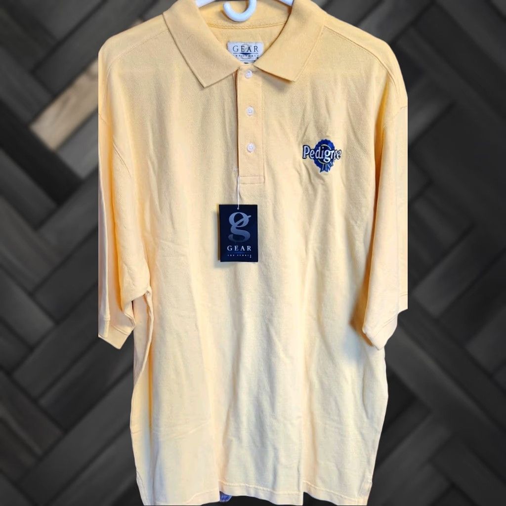 Vintage PEDIGREE Polo Shirt Men's XL Gear For Sports Yellow Embroidered Short Sleeve NWT Size US XL / EU 56 / 4 - 1 Thumbnail
