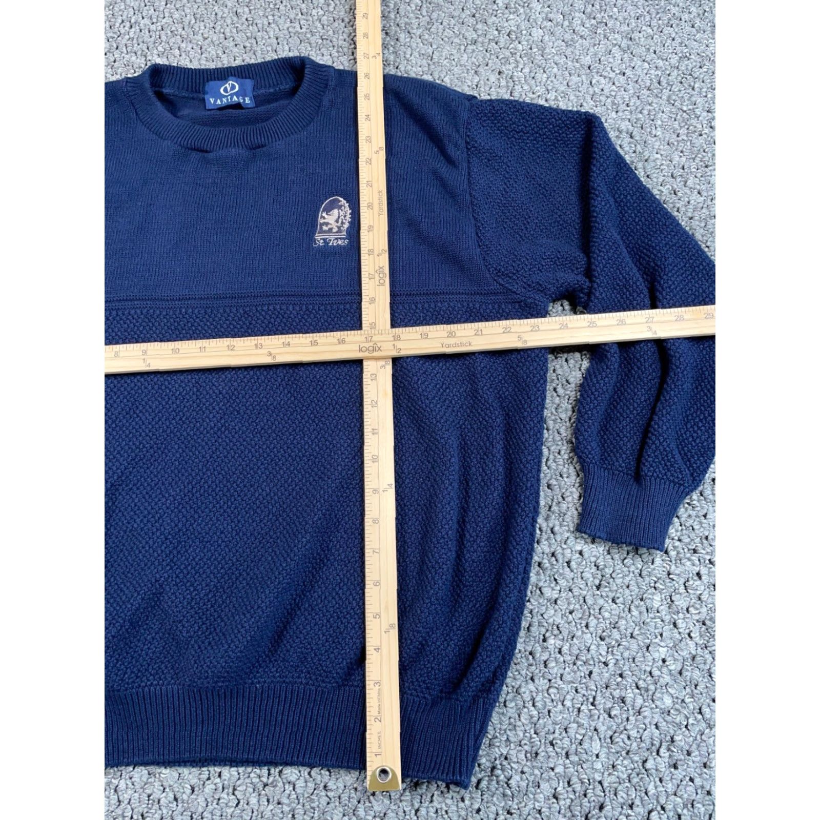 Vintage VINTAGE Vantage St. Ives Cornwall Crest Sweater Adult Large Dark Blue Chunky Knit Pullover Mens Size US L / EU 52-54 / 3 - 4 Thumbnail