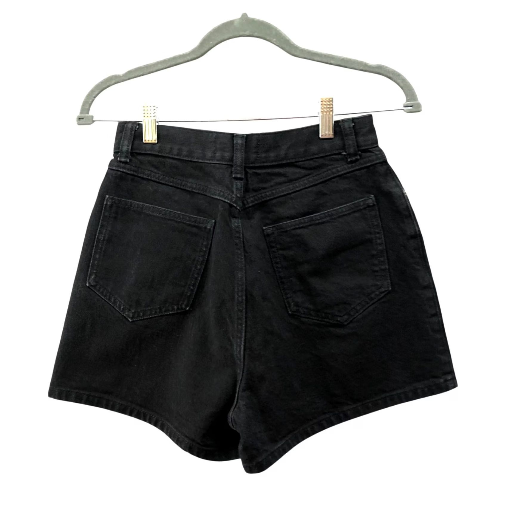 Asos ASOS High Waisted Denim Shorts Womens 4 Black Relaxed Jeans Shorts Solid Denim 5-Pocket Womens 4 Black Short Size 27" / US 4 / IT 40 - 2 Thumbnail