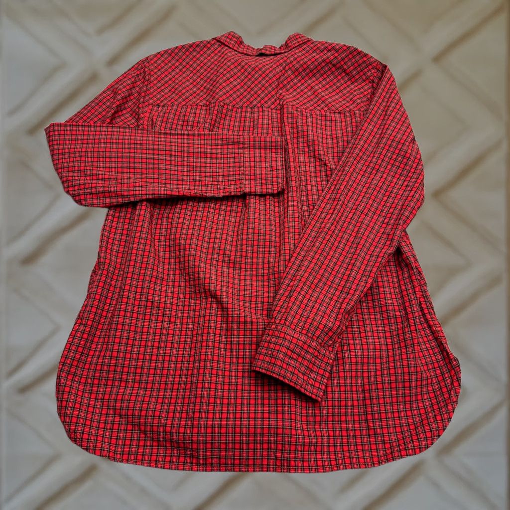 J.Crew J.Crew Button-Up Shirt Womens 12 Red Plaid Beaded Embroidered Tartan Cotton Long Sleeve Size XL / US 12-14 / IT 48-50 - 1 Thumbnail
