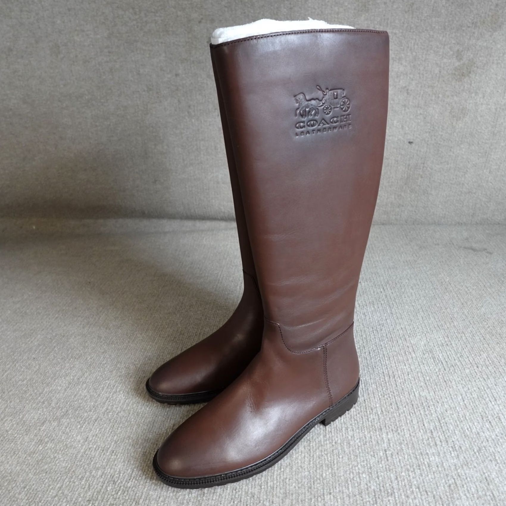 Coach VINTAGE Coach Boots Womens 10B Brown Side Zip Fynn NEW Womens Boots Riding Boot Leather Upper Leather Lining US 10 UK 8 Womens Mens Girls Size US 8 / IT 38 - 2 Thumbnail