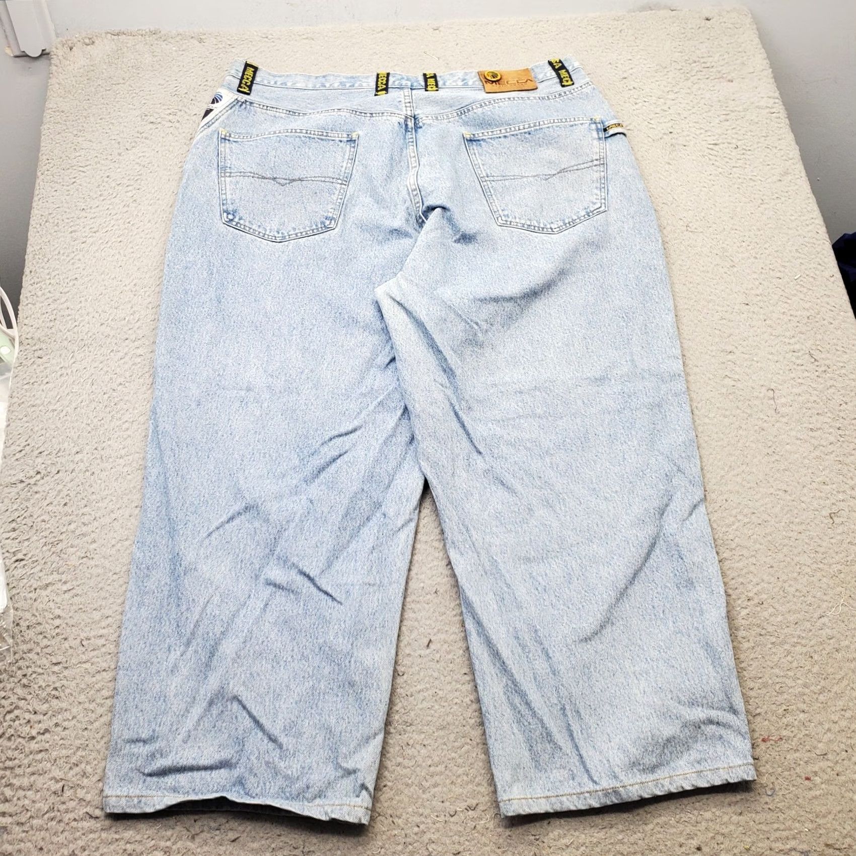 Vintage Mecca Mens Jeans Baggy Cropped Denim 42 Blue High Rise Light Wash Button Fly jeans Size US 42 / EU 58 - 2 Thumbnail