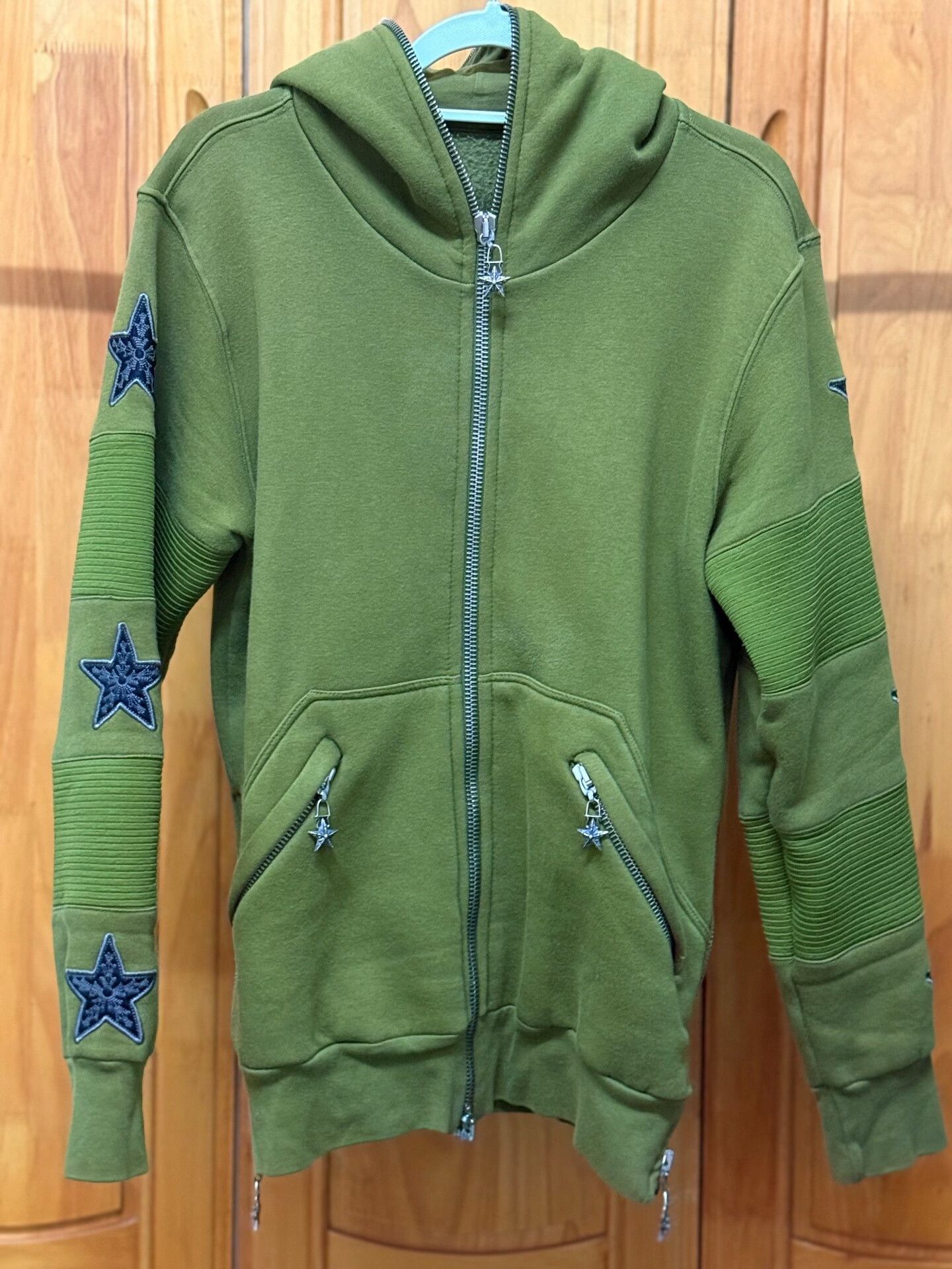 Olive Green Jacket with Silver Zipper