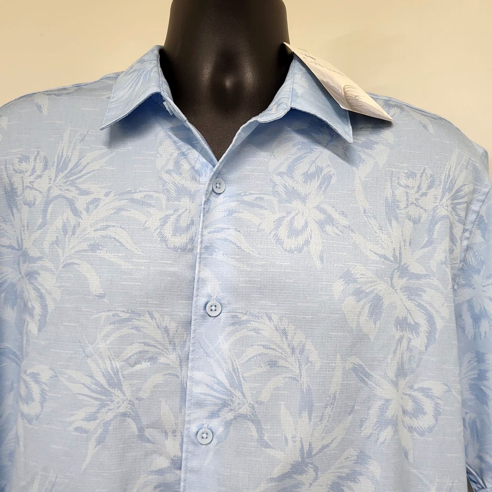 Vintage Cafe Luna Hawaiian Shirt Mens L Button-Up Short Sleeve Blue Palm Trees Size US L / EU 52-54 / 3 - 7 Thumbnail
