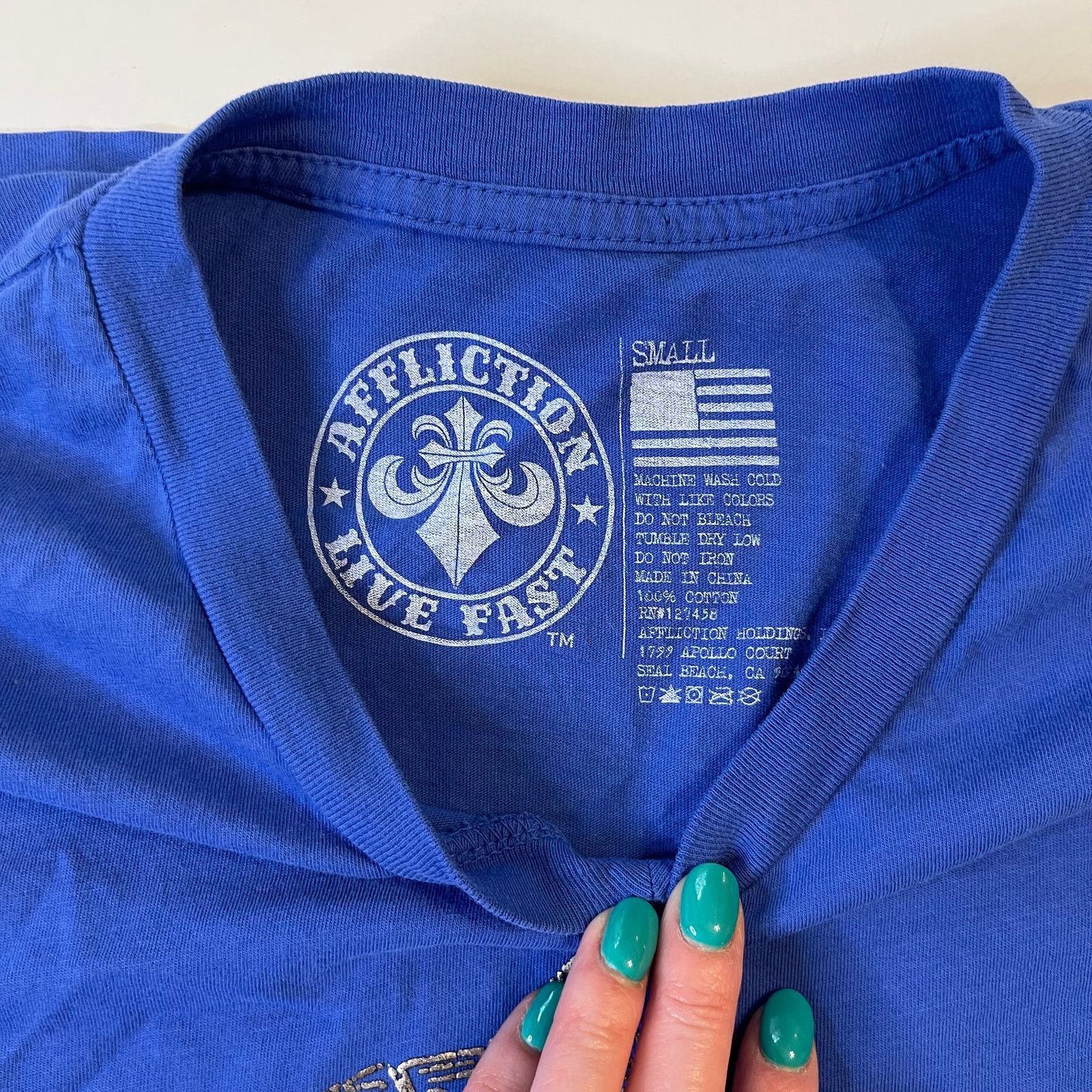 Affliction Affliction Men's American Customs Blue Short Sleeve Tee, S Size US S / EU 44-46 / 1 - 8 Thumbnail