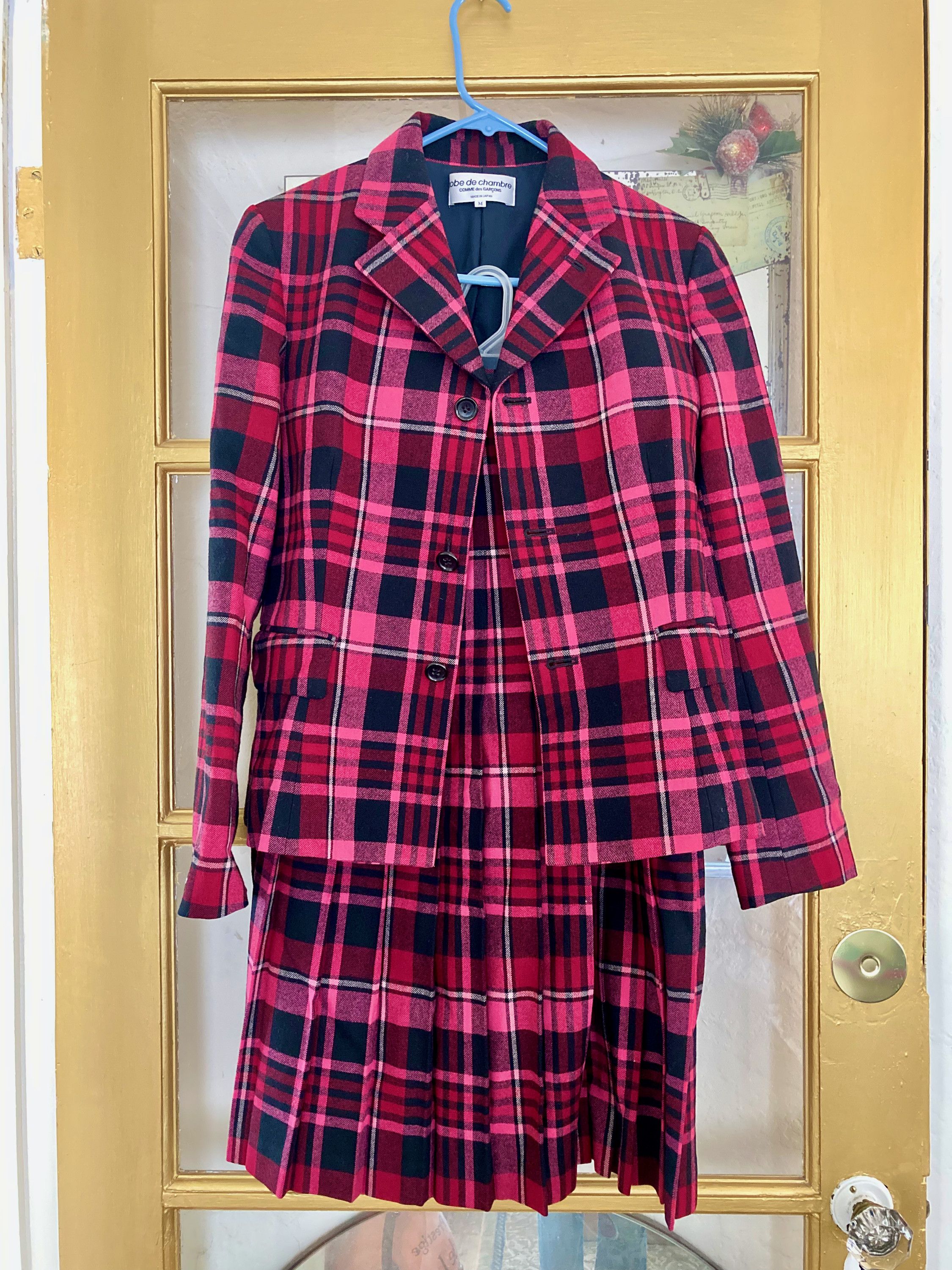 Comme des Garcons Robe de Chambre pink tartan wool skirt suit Size M / US 6-8 / IT 42-44 - 1 Thumbnail