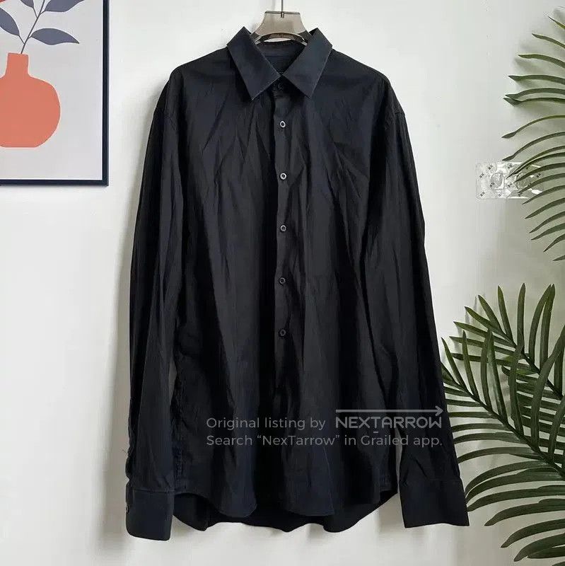 Prada Prada Black Cotton Long Sleeve Shirt. Size US L / EU 52-54 / 3 - 1 Thumbnail
