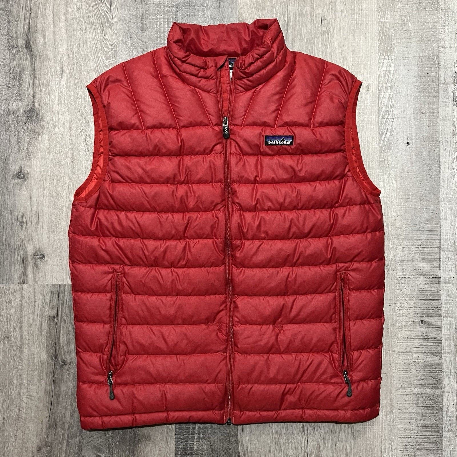 Patagonia Down Sweater Vest Red Quilted Puffer Repairs! M
