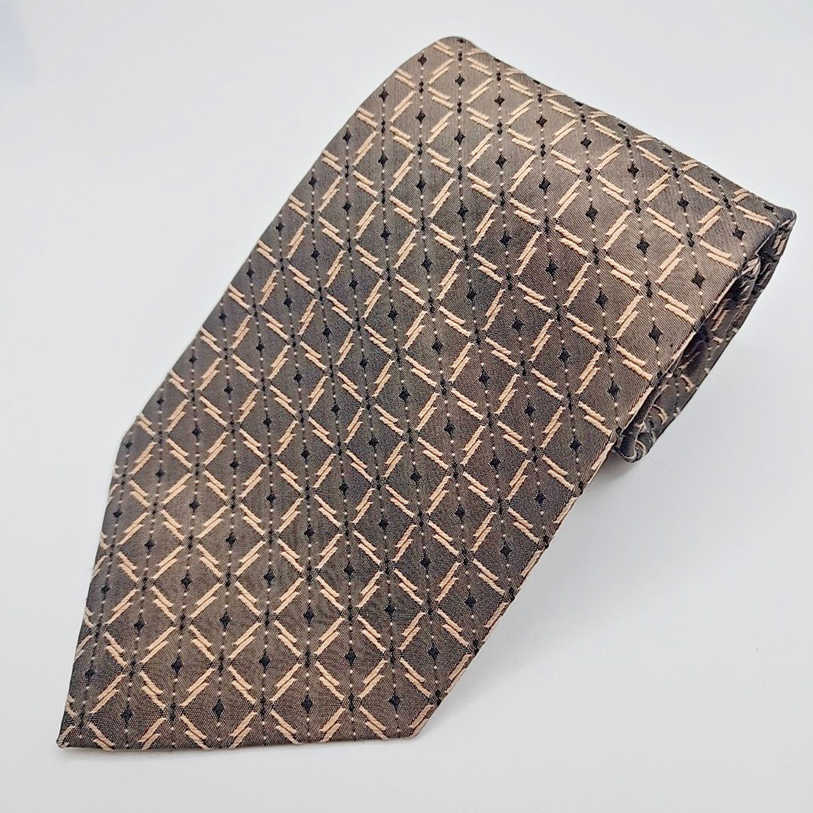 Other Bill Robinson Tan Patterned Silk Tie - Like New Size ONE SIZE - 4 Thumbnail