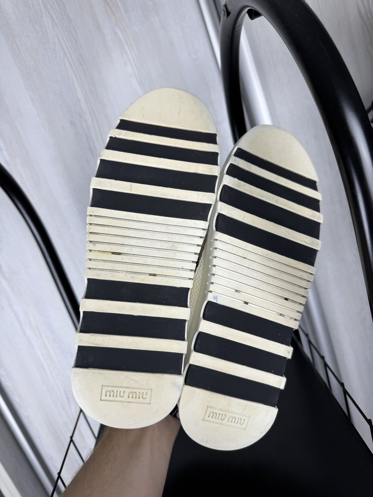Miu Miu MIU MIU Prada Pink Gold Platform Sneakers With Logo Strap 40 Size US 10 / IT 40 - 15 Thumbnail