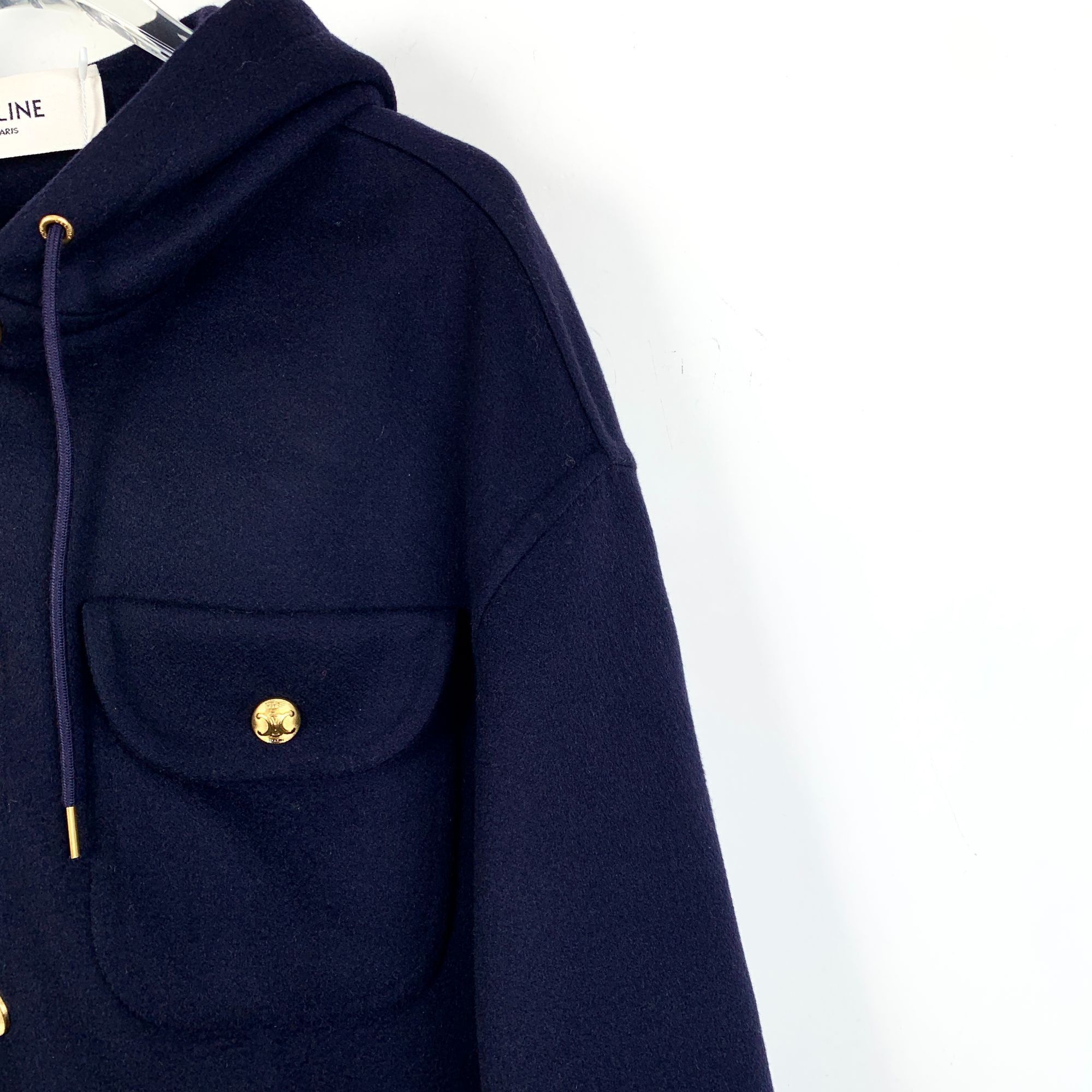 Celine Celine Dark Blue Cashmere Hooded Jacket With Gold Button Det Size S / US 4 / IT 40 - 7 Thumbnail