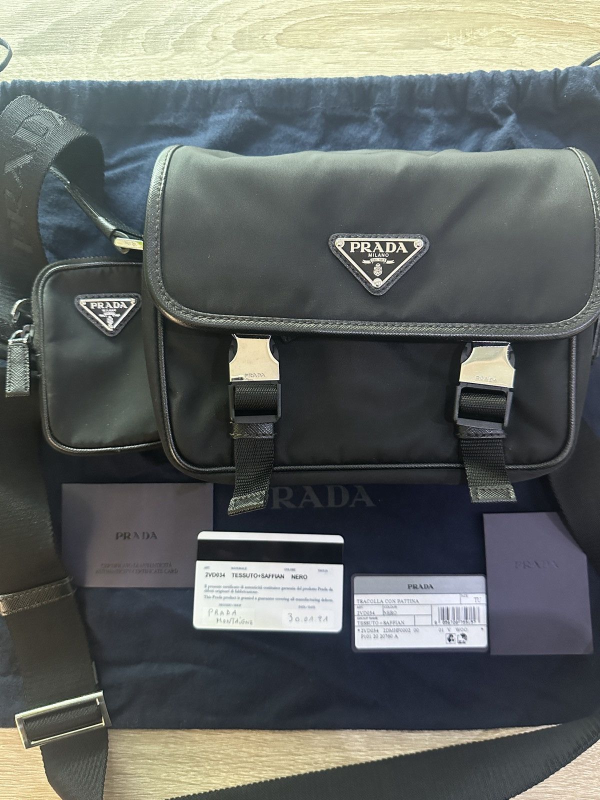 Prada Prada Renylon Saffiano leather shoulder bag Grailed