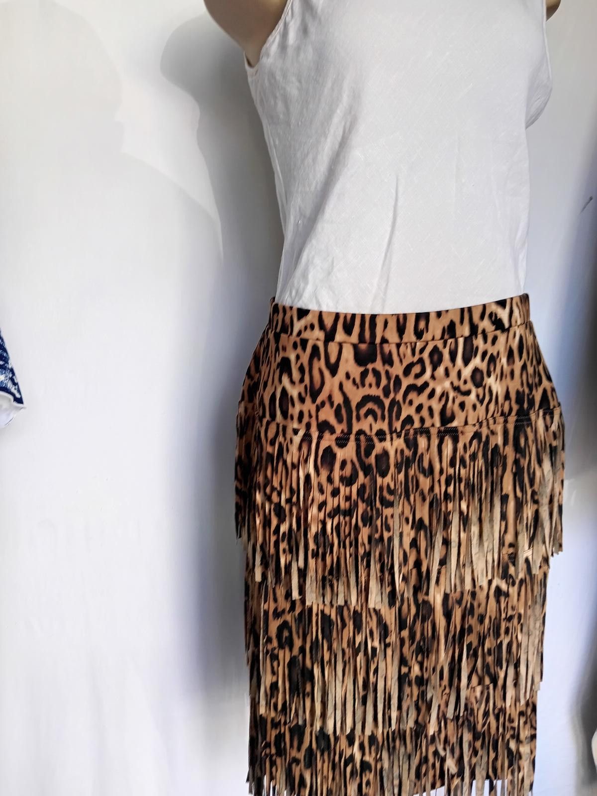 Chicos Chico's Leopard Print Fringe Skirt - Size 1 Size 28" / US 6 / IT 42 - 1 Thumbnail