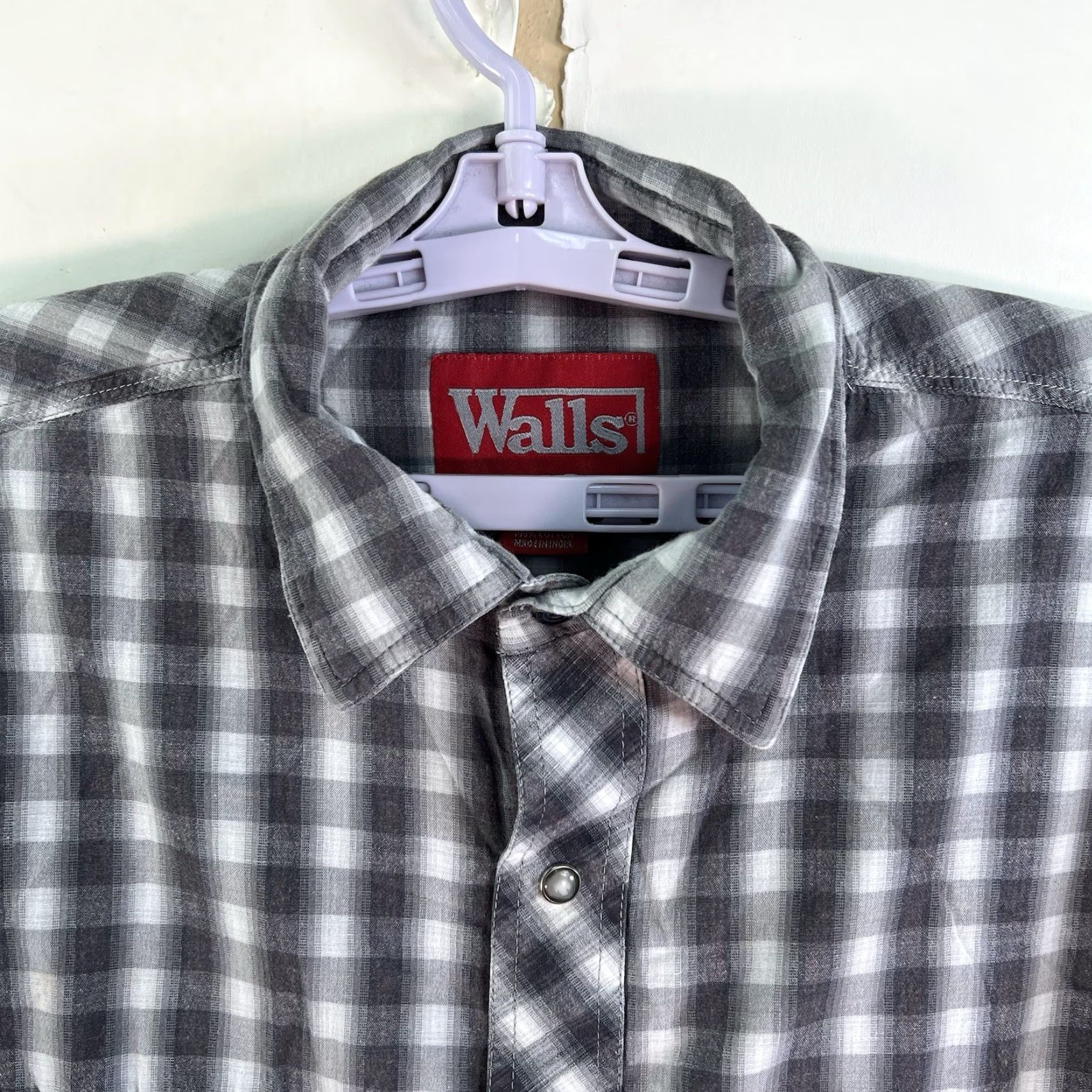 Walls Walls Gray Plaid Pearl-Snap Shirt Men's Regular Size M Long Sleeve Cowboy Outdoor Size US M / EU 48-50 / 2 - 2 Thumbnail