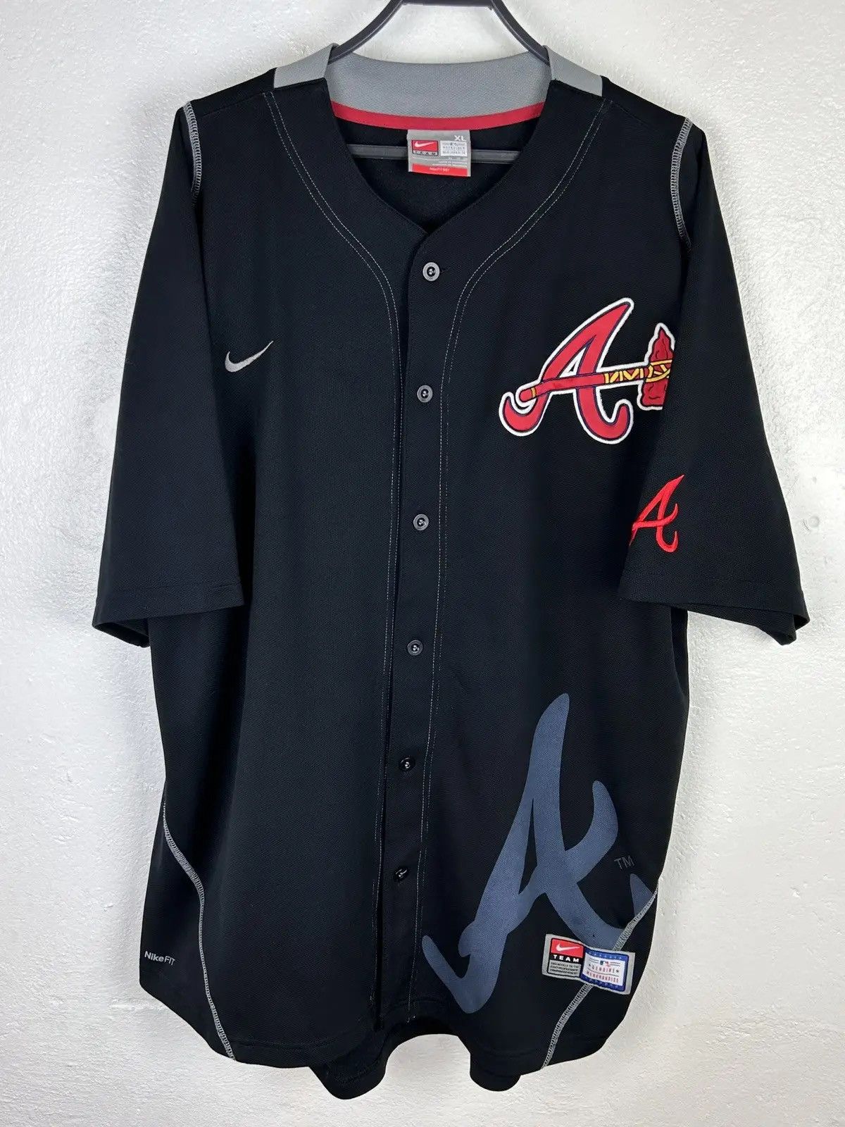 MLB 00s Vintage Nike Team Atlanta Braves MLB 09 Baseball Jersey Size US XL / EU 56 / 4 - 1 Thumbnail