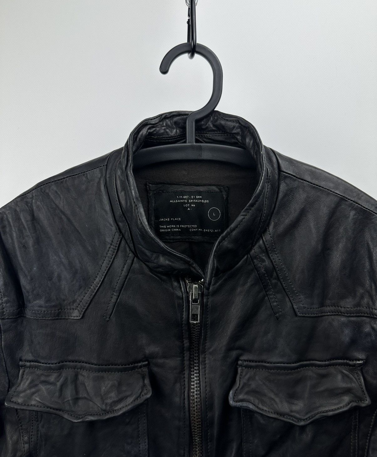 Allsaints Allsaints Neuman Men's Dark Brown Leather Jacket - Size L Size US L / EU 52-54 / 3 - 4 Thumbnail