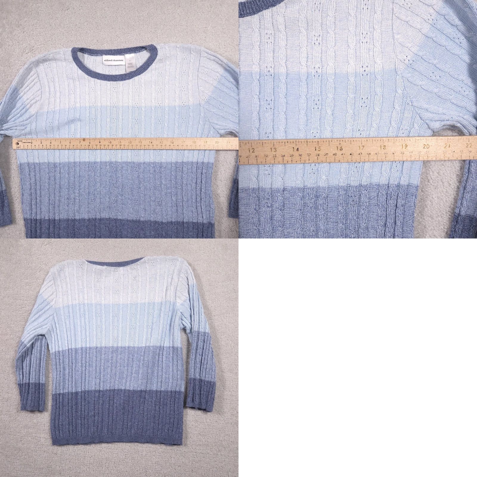 Vintage Alfred Dunner Sweater Womens Small Blue Stripe Cable Knit 3/4 Sleeve Made USA Size S / US 4 / IT 40 - 8 Thumbnail