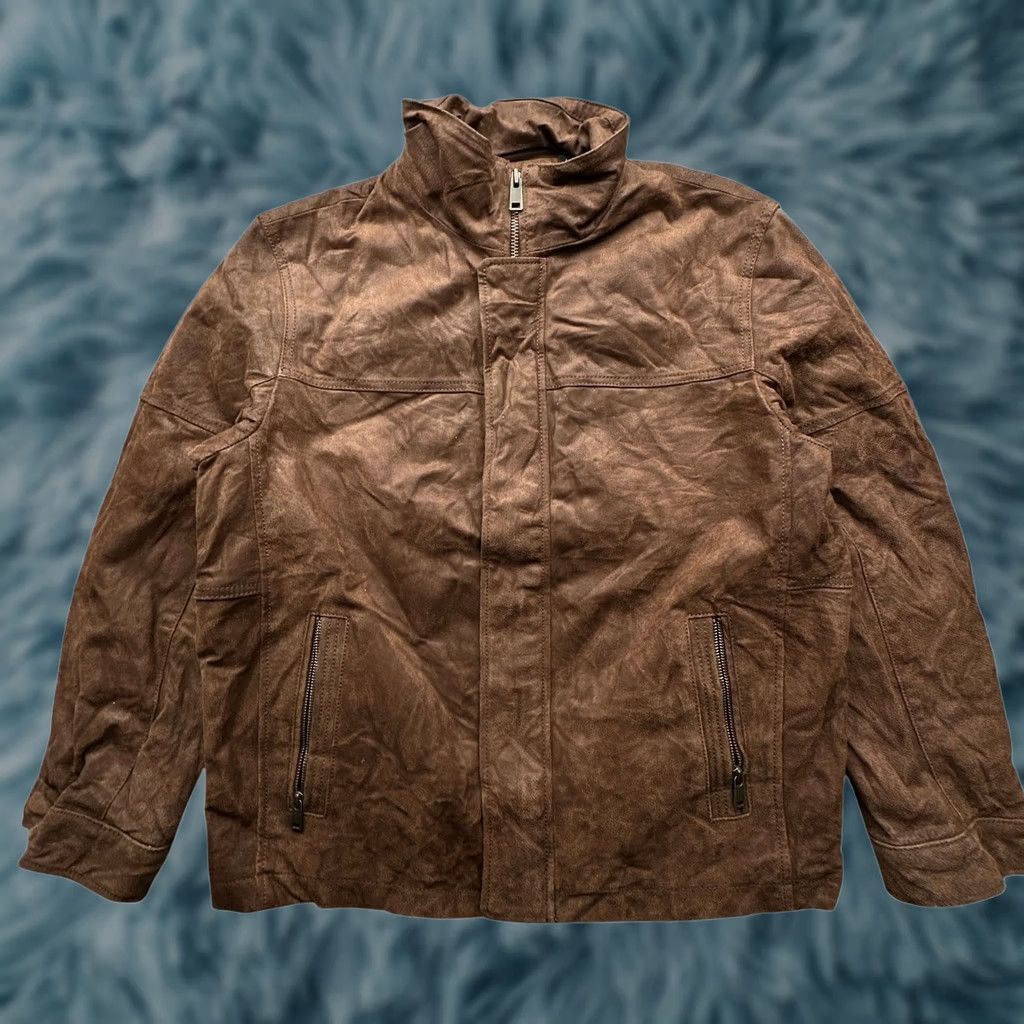 Roundtree & Yorke Roundtree & Yorke Suede Leather Jacket Mens M Lined Brown Full Zip Bomber Jacket Size US M / EU 48-50 / 2 - 1 Thumbnail