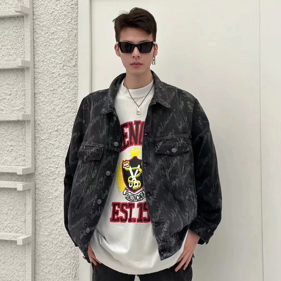 Balenciaga Balenciaga Logo Print Oversized Denim Jacket Size US XXS / EU 40 - 8 Thumbnail