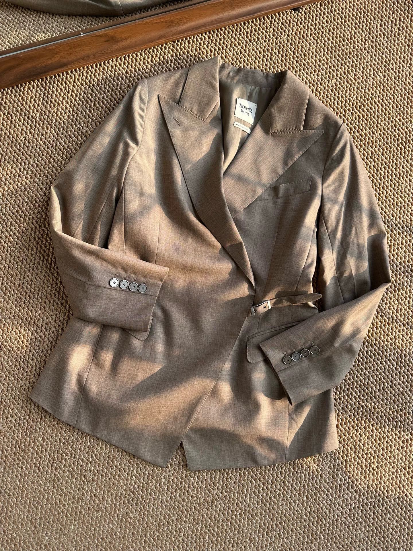 Hermes Hermes JPG Wool-Silk Blend Peak Lapel Blazer Wmns Teal Brown M Size M / US 6-8 / IT 42-44 - 4 Thumbnail