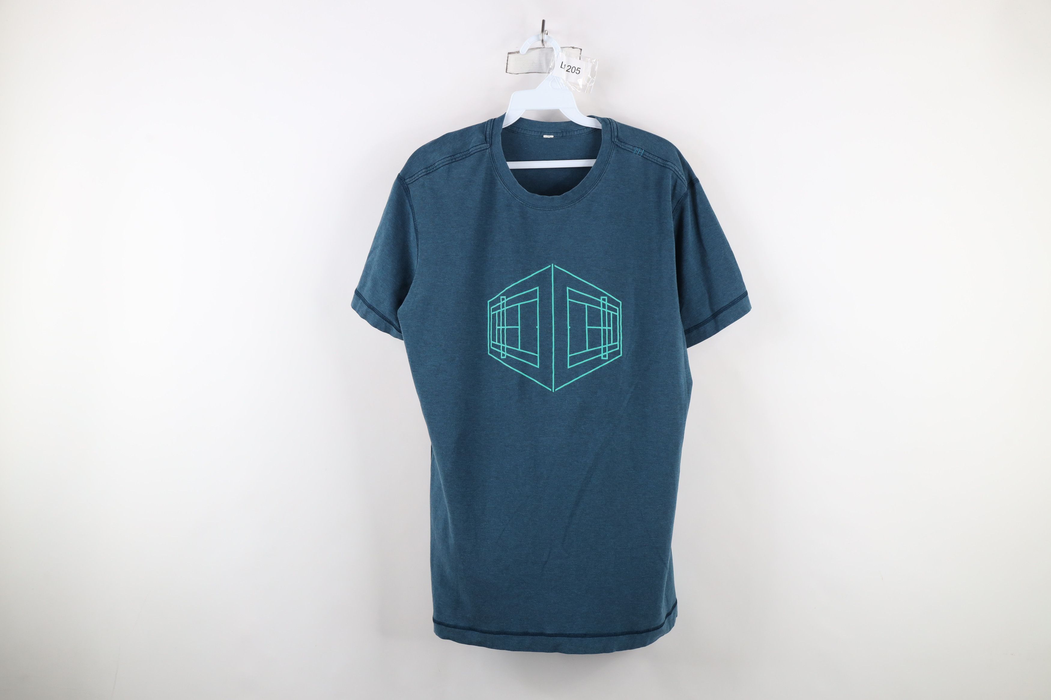 Lululemon × Vintage Lululemon Architect House Geometric Running Gym T-Shirt Teal Size US L / EU 52-54 / 3 - 1 Thumbnail
