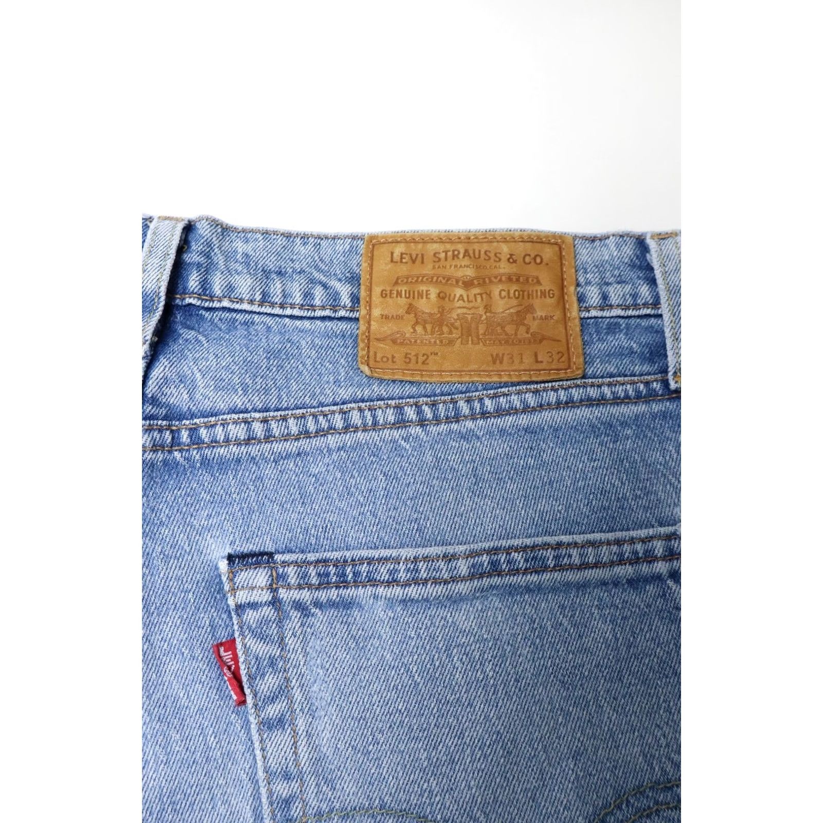 Levi's LEVI'S 512 Premium Big E Jeans Men's W31/L32 Light Blue Denim Whiskers Zip Fly Slim Jeans Mens Size US 31 - 5 Thumbnail
