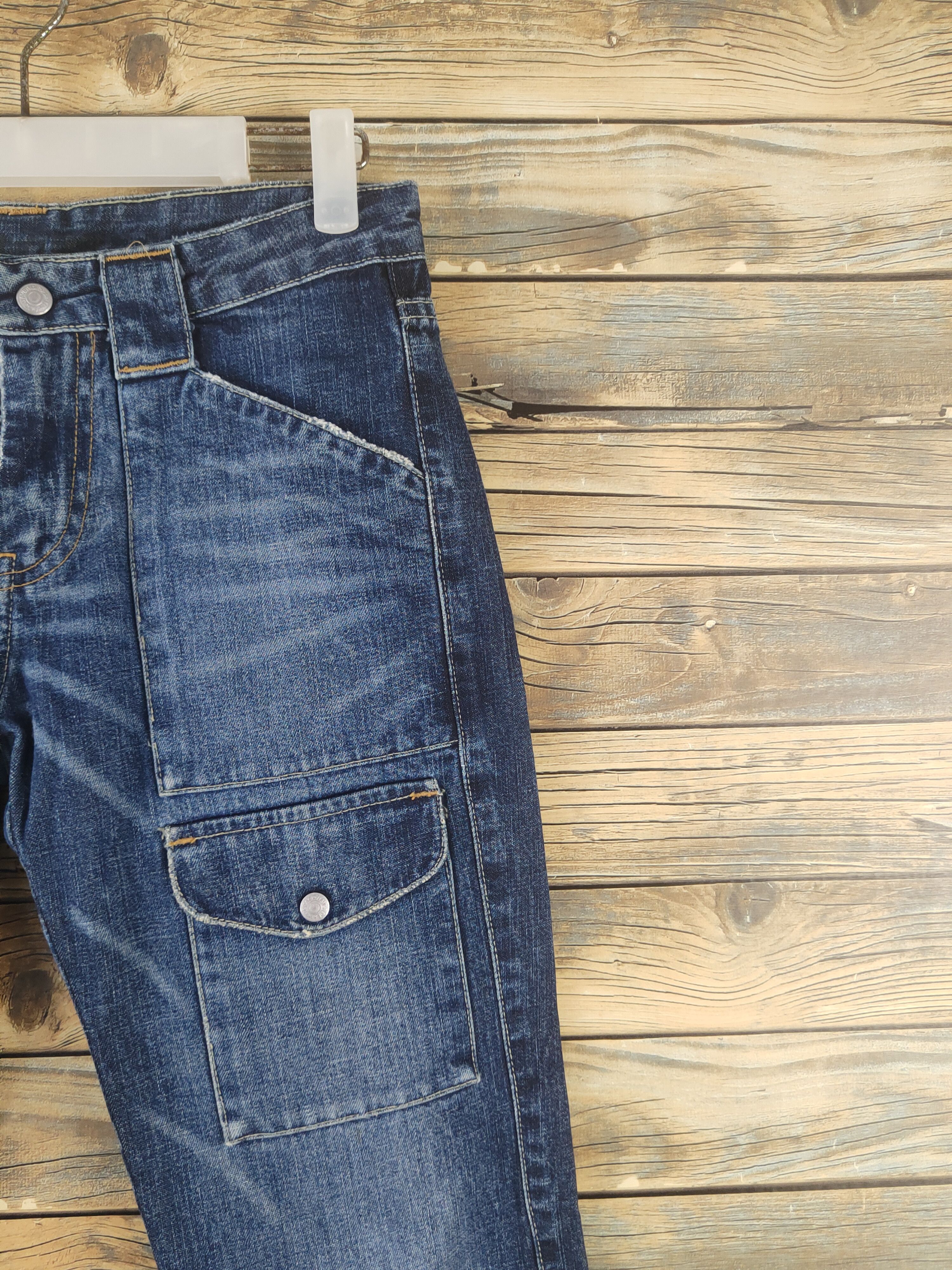 Japanese Brand DL Tanker Zip Blue Distressed Ripped Jeans #1916 Size 26" / US 2 / IT 38 - 5 Thumbnail